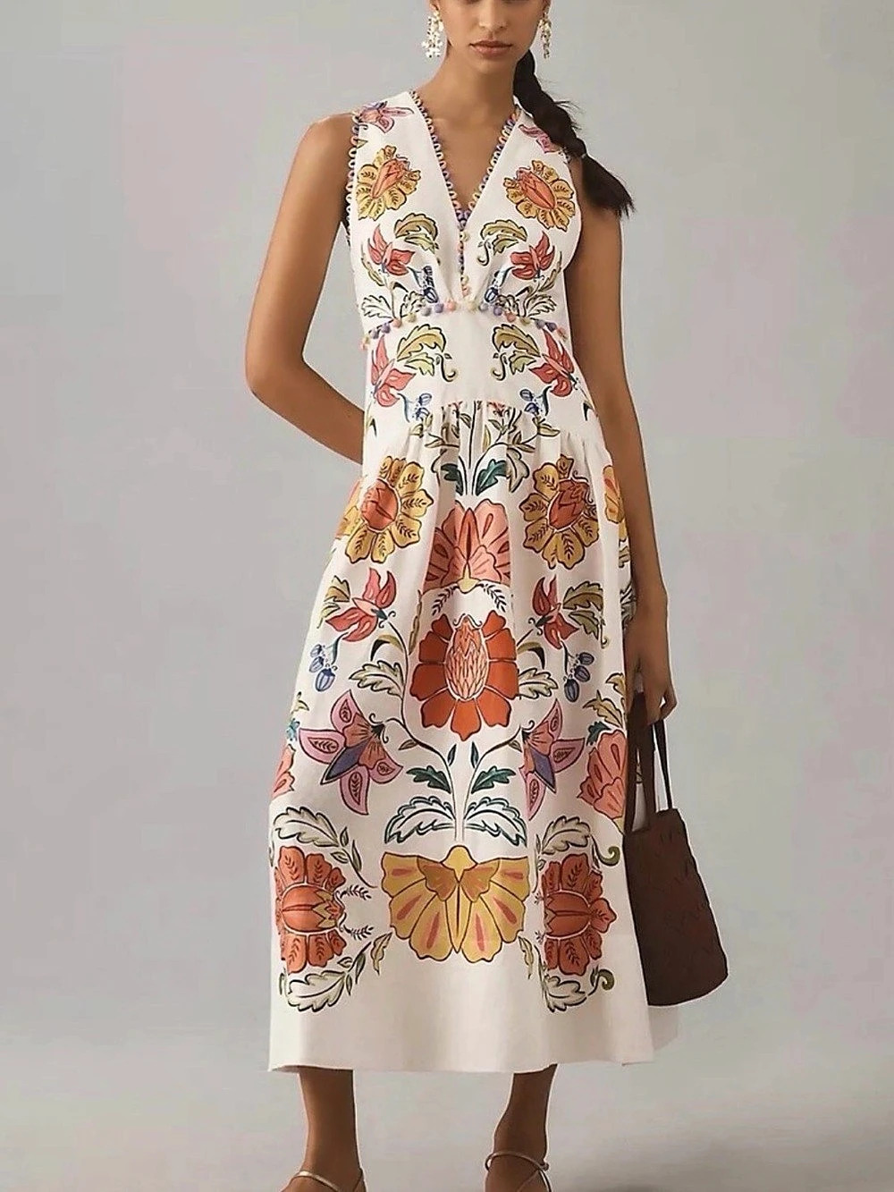 FARM Rio Havana Floral Dress White & Orange